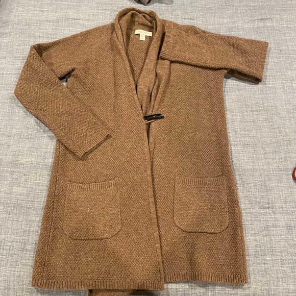 Ellen Tracy Sweaters - Ellen Tracy Brown Textured Knit Cozy Cardigan Alpaca Wool Pockets Women L